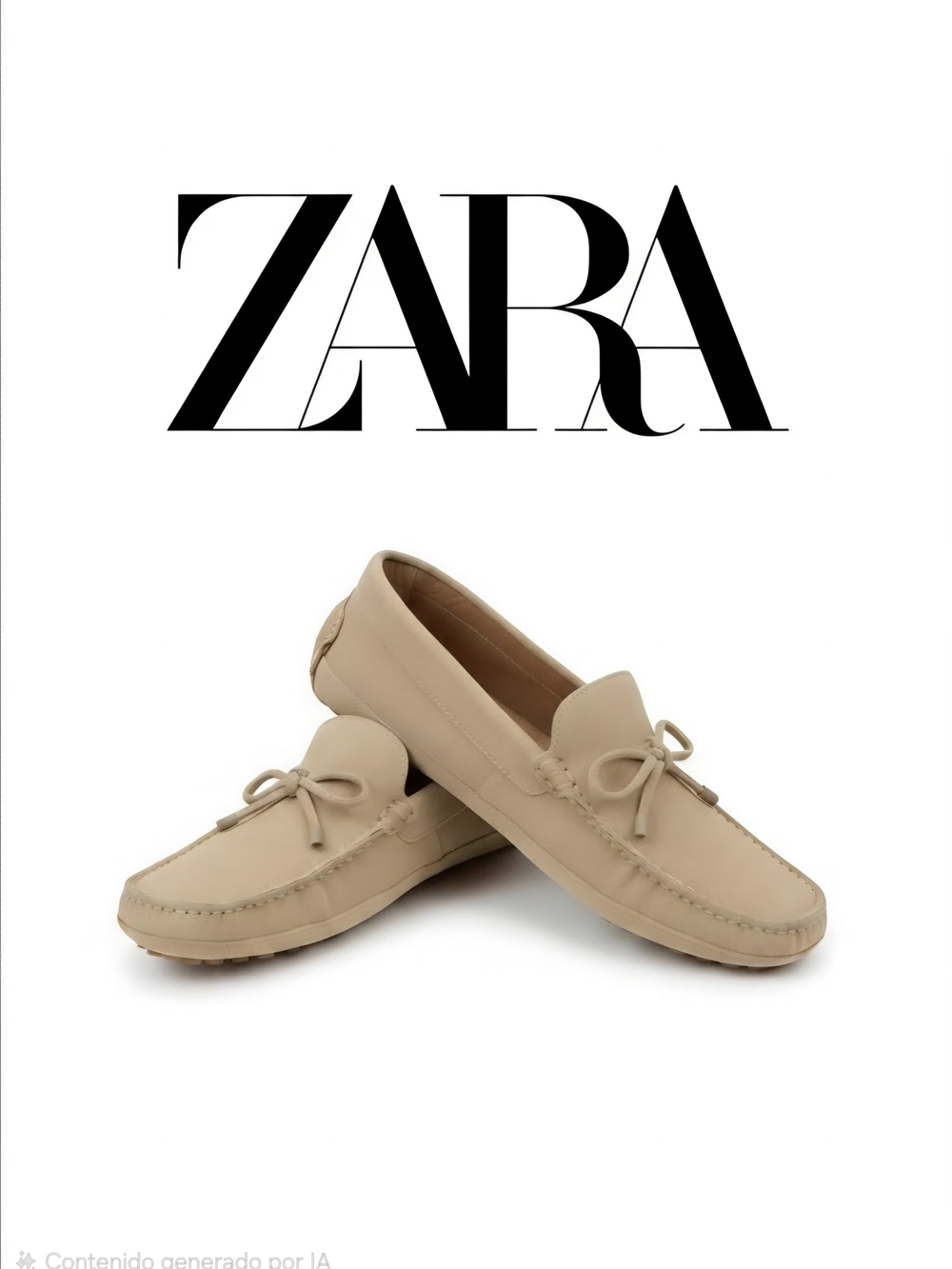ZARA Men’s Beige Leather Moccasin Loafers